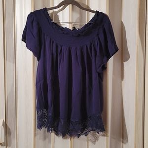 Dark Blue on or off the shoulder lace top